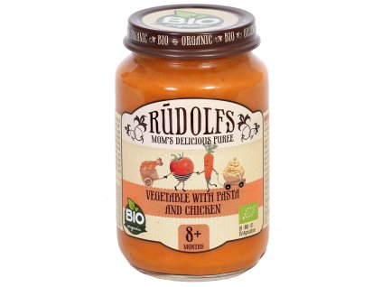 114112 rudolfs bio zelenina s testovinami a kurecim masem 190 g od 8 mesicu