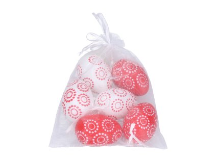 108121 vajicko dekoracni plastove cervenobile 4x6 cm 6 ks