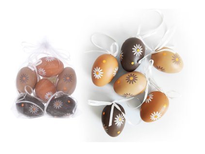 94026 vajicko dekoracni plastove malovane 6 cm 6ks v organza sacku