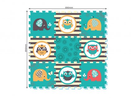 68006 bloky mekke sova a slon 9 ks 32x32 cm