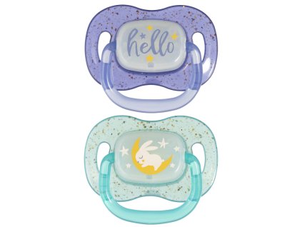 canpol babies cumlík svietiaci silikónový symetrický nightglow 18m 2ks chlapec