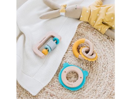 canpol babies drevené silikónové hryzátko levice