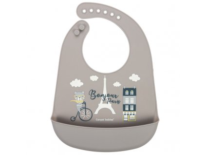 canpol babies podbradník silikónový s vreckom bonjour paris bezový