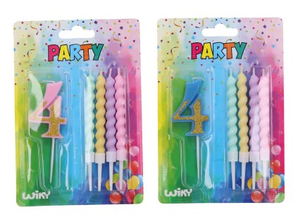 84704 party svicka cislo 4 4ks svicek