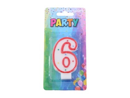 67346 party svicka cislo 6 cervena