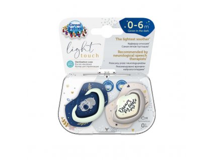 Canpol babies Set symetrických silikonových dudlíků Light touch 0-6m SLEEPY KOALA modrý