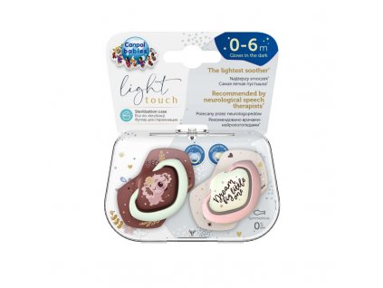 Canpol babies Set symetrických silikonových dudlíků Light touch 0-6m SLEEPY KOALA růžový