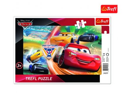 10994 trefl puzzle cars boj o vitezstvi 33x23cm 15 dilku