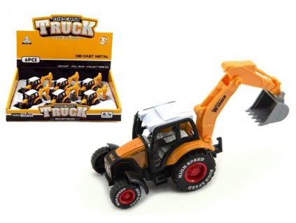 5313 teddies traktor stavebný kov plast 15cm na spätné natiahnutie