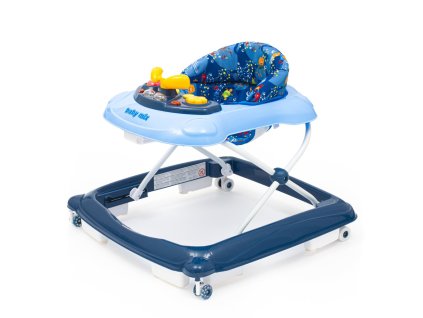 87374 detske choditko baby mix s volantem a silikonovymi kolecky tmave modra