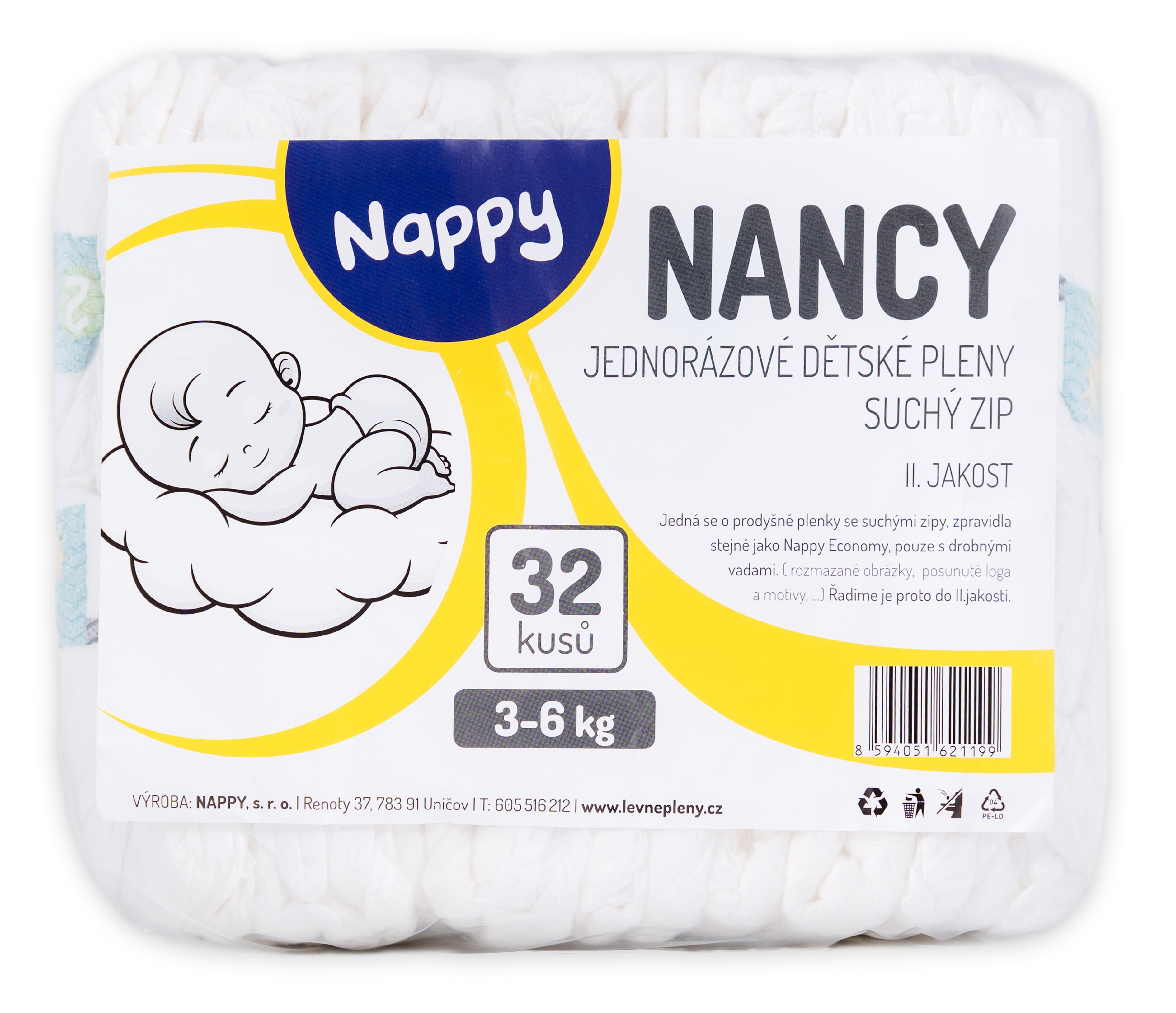 Nappy Detské plienky Nancy 3-6 kg 32 ks