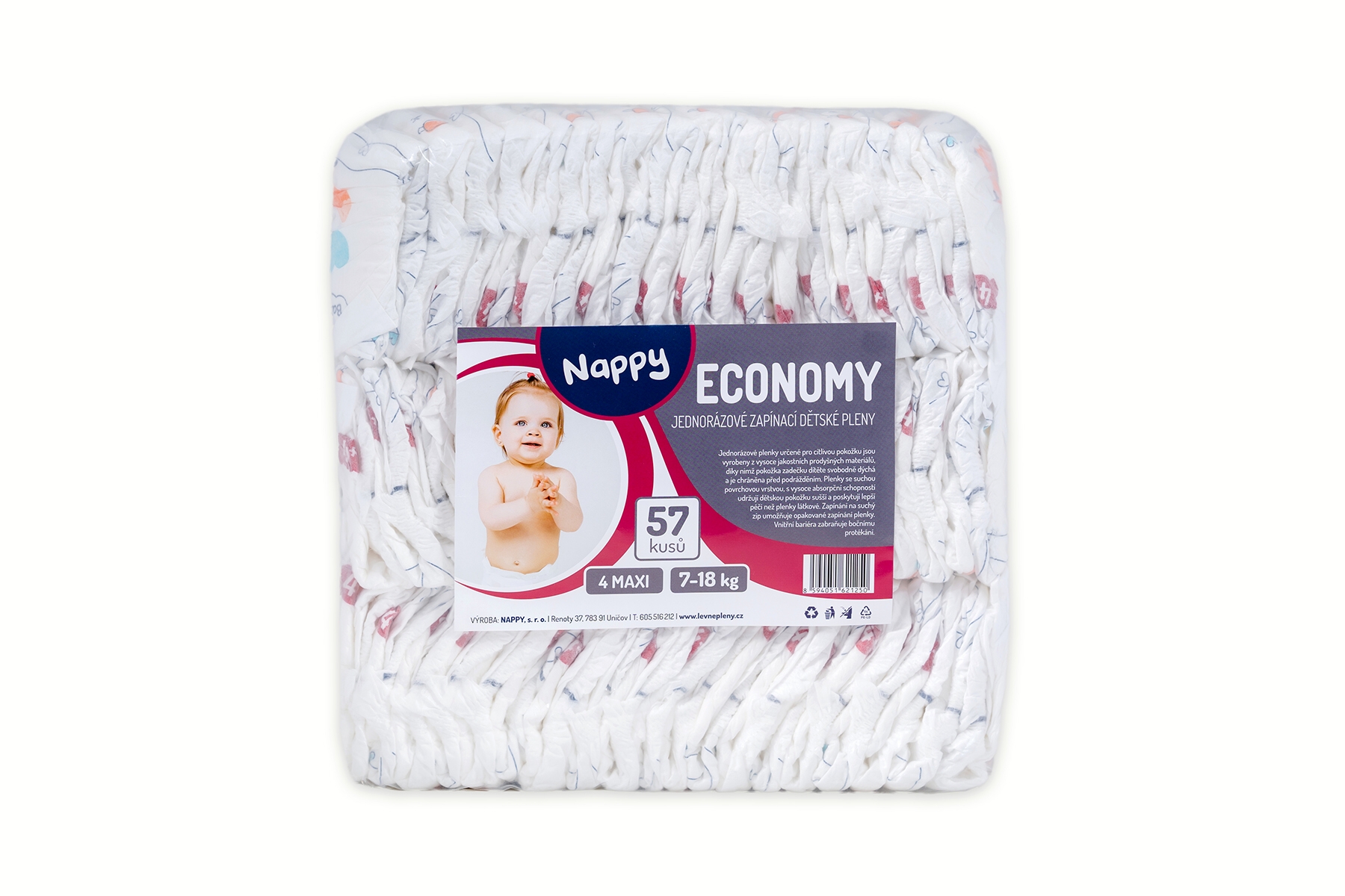 Detské plienky NAPPY ECONOMY Maxi 7-18 kg 57 ks