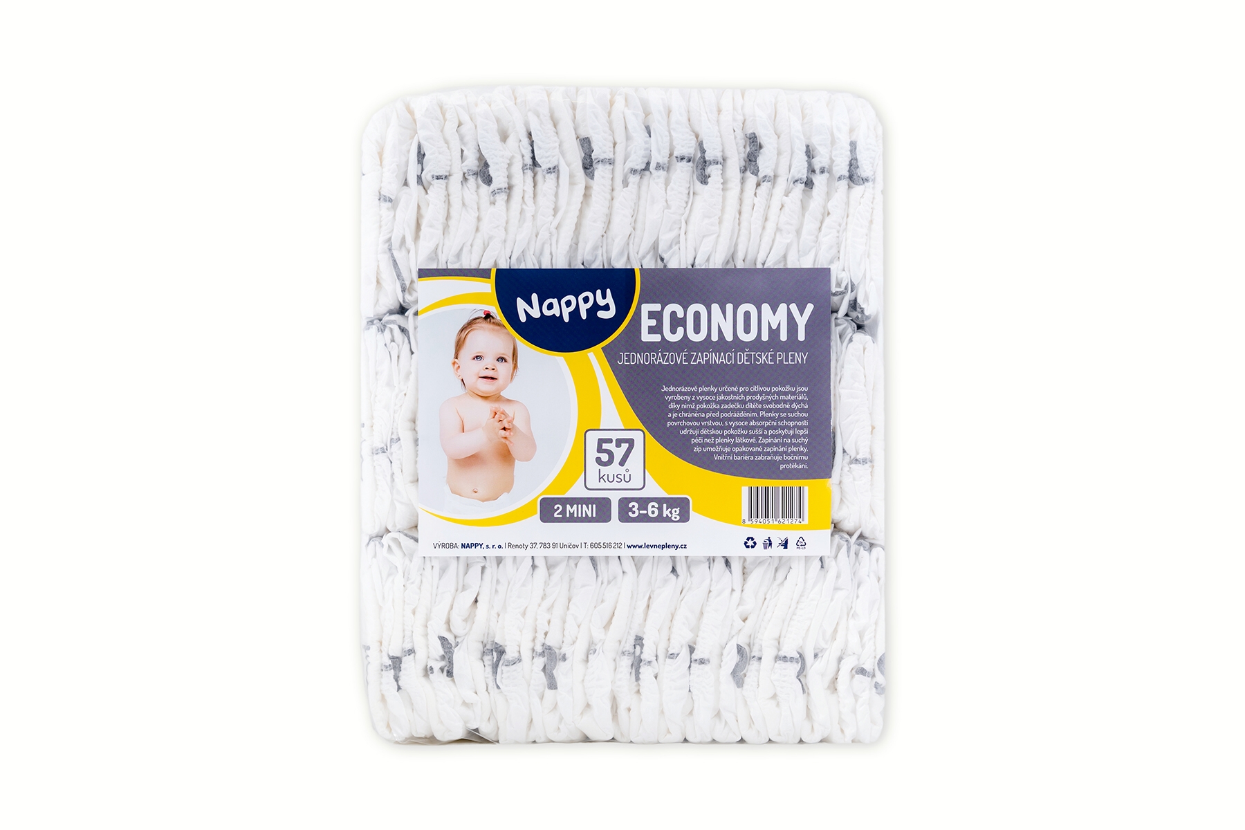 Detské plienky NAPPY ECONOMY Mini 3-6 kg 57 ks