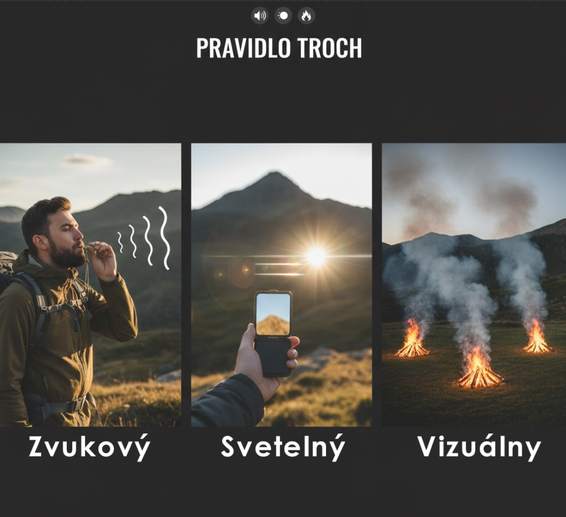 Ilustrácia Pravidla troch: Hvizd, zrkadlo, 3 ohne