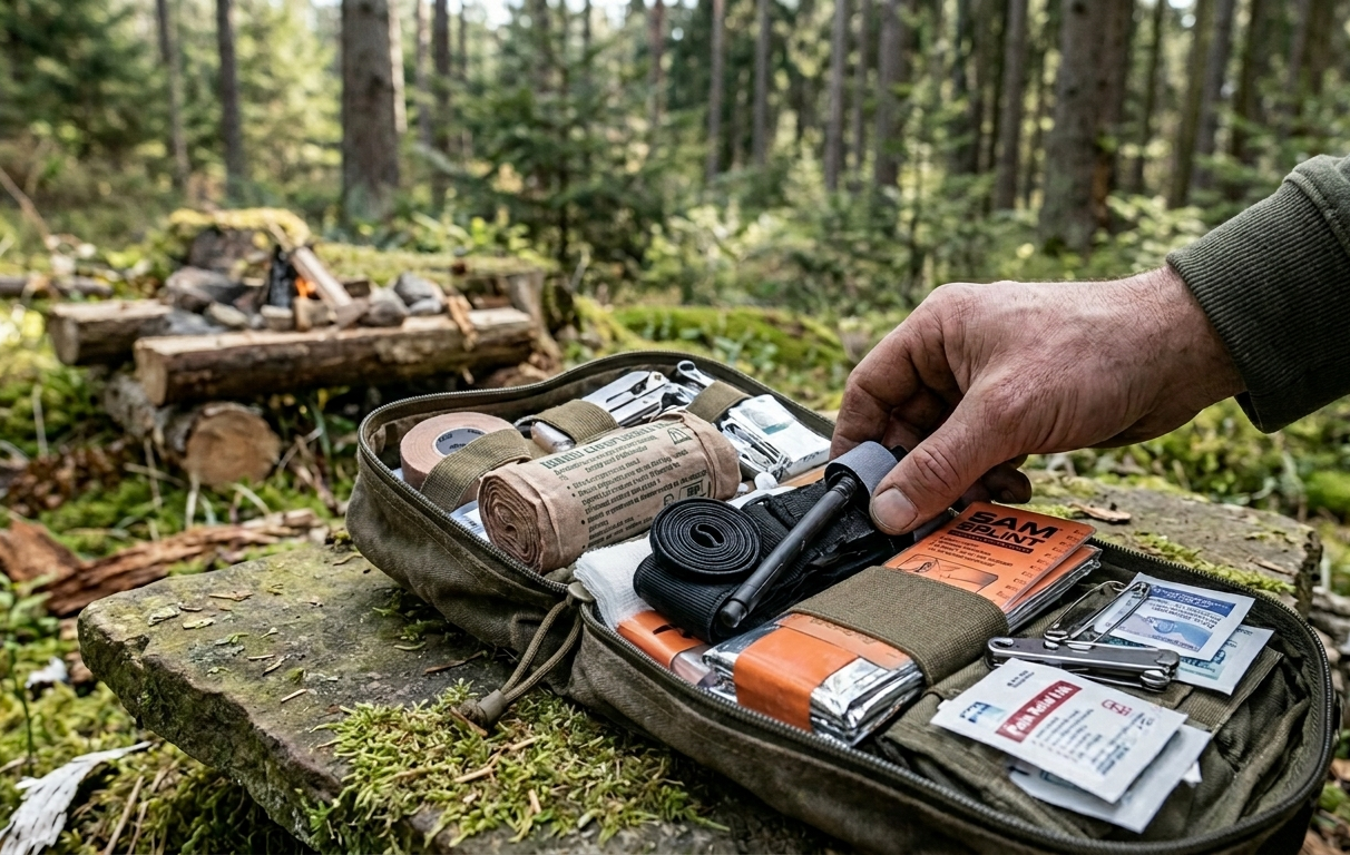 Kompletný obsah outdoorovej lekárničky