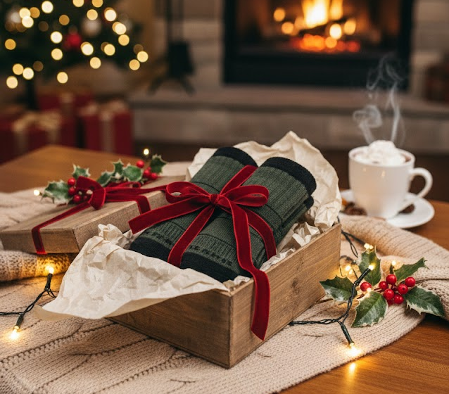 Funkčné termo ponožky pre každodenné nosenie. Vianočný obrázok: Univerzálne termo ponožky pri vianočnom osvetlení.