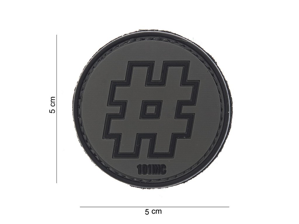 Nášivka PATCH 3D PVC HASHTAG BLACK