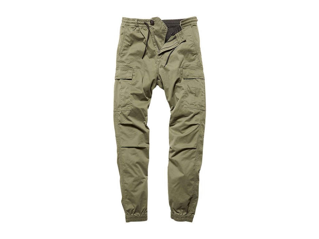 Nohavice Vintage Industries Vince, olive (Konfekčná veľkosť 38)