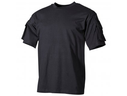 Tričko MFH, s vreckami na rukávoch, čierne (Konfekčná veľkosť XXXL)