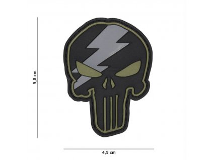 Nášivka PATCH 3D PVC Punisher thunder green