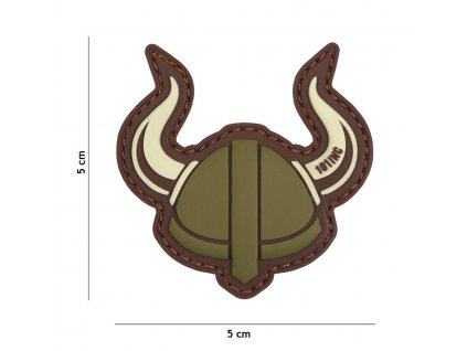 Nášivka PATCH 3D PVC Viking helmet green/brown