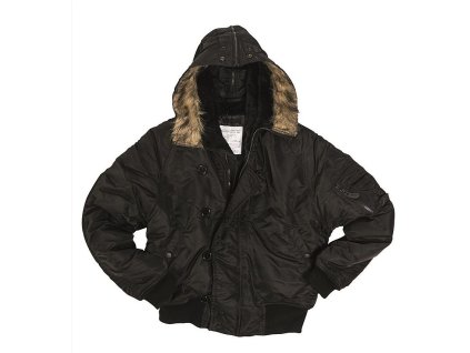 Bunda Mil-Tec N2B Basic pilotná s kapucňou, čierna