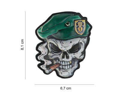 Nášivka PATCH 3D UV Skull green beret