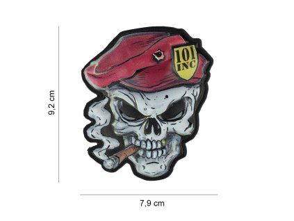 Nášivka PATCH 3D UV Skull red beret