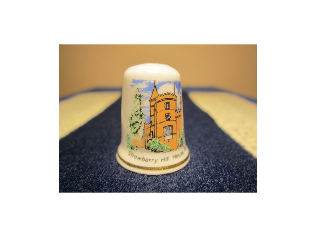 Sběratelský náprstek - Anglie - Twickenham, Strawberry Hill House - gotický hrad, Cottage Thimbles