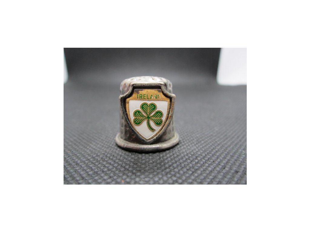 Sběratelský náprstek - 3D Irsko - symbol trojlístek, bílý kov, masivní
