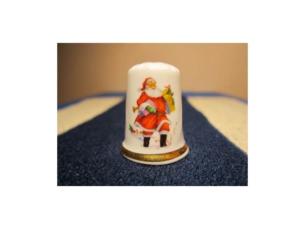 Sběratelský náprstek - Vánoční - Santa v čepici, s dárky, zn. Cottage Thimbles