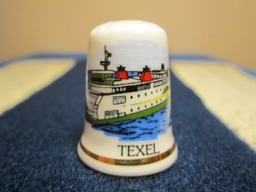 Sběratelský náprstek - Holandsko - Texel, ostrov (největší z Fríských ostrovů), s lodí