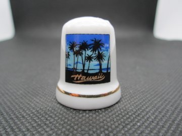 Sběratelský náprstek - USA Hawaii, s palmami, modrý