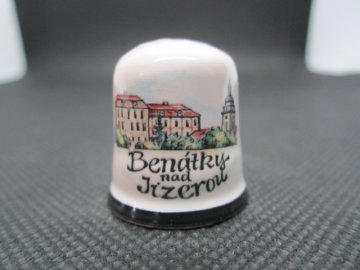 Sběratelský náprstek - Benátky nad Jizerou, glazovaná keramika, barevný