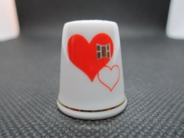 Sběratelský náprstek - Haas a Czjzek Slavkov - se srdíčky, k Valentýnu