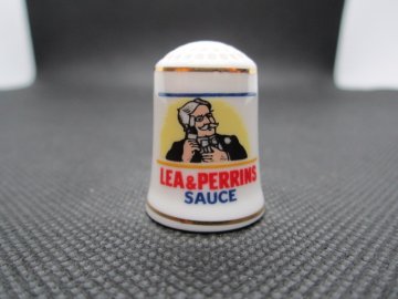 Sběratelský náprstek - Franklin Porcelain USA - Reklama 1980 - Lea a Perrins Sauce, Worcesterová omáčka