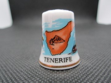 Sběratelský náprstek - Španělsko - Tenerife, mapa a sopka De Teide