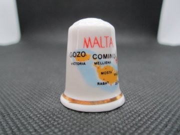 Sběratelský náprstek - Malta - Gozo, Comino, mapy, s květy
