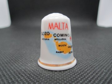 Sběratelský náprstek - Malta - Gozo, Comino, mapy, s květy