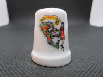 Sběratelský náprstek - Řecko - ostrov Corfu, mapa, kroj a zajímavosti