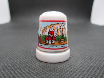 Sběratelský náprstek - Německo - Berchtesgaden a Königssee, ruční malba, podpis autora