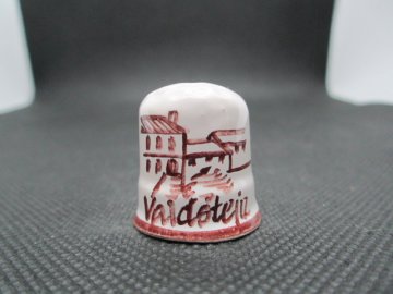 Sběratelský náprstek - Valdštejn, hnědá malba, glazovaná keramika