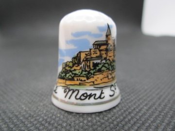 Sběratelský náprstek - Francie - Le Mont-Saint-Michel (Hora sv. Michaela), žulový ostrov, s opatstvím