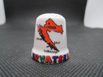 Sběratelský náprstek - Miluji Chorvatsko, s mapou s městy