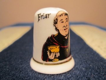 Sběratelský náprstek - Družina Robina Hooda - Bratr Tuck, zn. Fenton England