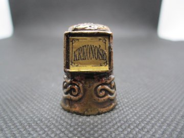 Sběratelský náprstek - 3D Krkonoše - s netopýrem, mosazný