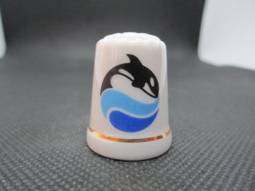 Sběratelský náprstek - USA, Sea World, s kosatkou, oboustranný