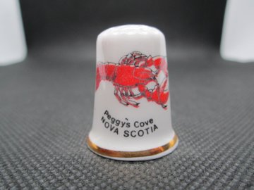 Sběratelský náprstek - Kanada - Provincie Nova Scotia, Peggy´s Cove, s langustou a sítí