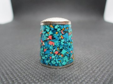 Sběratelský náprstek - Mexiko - Mother of Pearl, barevná mozaika