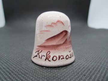 Sběratelský náprstek - Krkonoše, ruční výroba a malba, glazovaná keramika